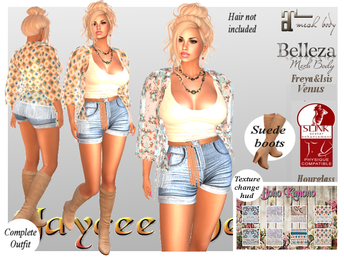 Second Life Marketplace JCD Boho Festival full outfit